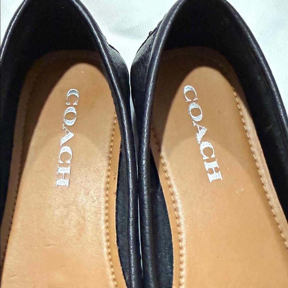 Coach Women's Textured Black Loafers - Picture 2 of 9